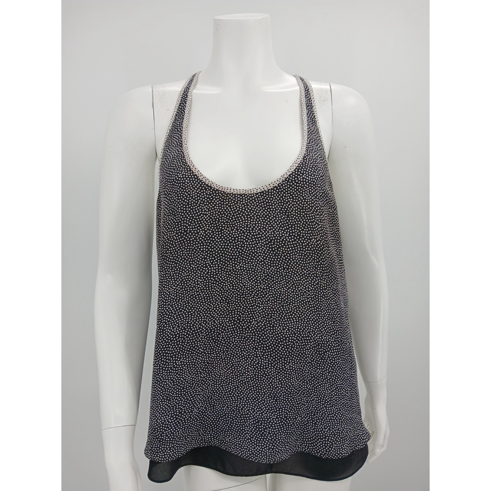 A.L.C. Audrey Silk Top Size 10 Black and White Racerback